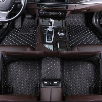 Black Leather Car Mats Set