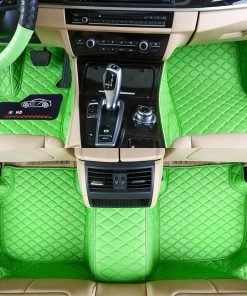 Green Leather Car Mats Set