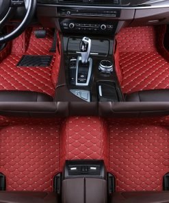 Maroon Leather Car Mats Set