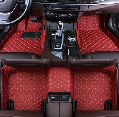 Maroon Leather Car Mats Set