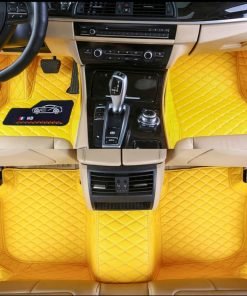 Yellow Leather Car Mats Set