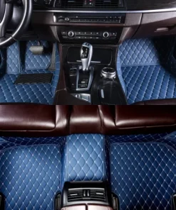 Blue Leather Car Mats Set