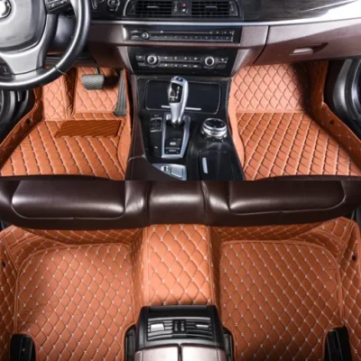 Brown Leather Car Mats Set