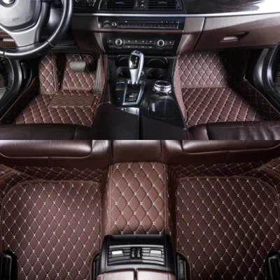 Coffee Leather Car Mats Set