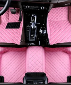 Pink Leather Car Mats Set