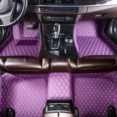 Purple Leather Car Mats Set