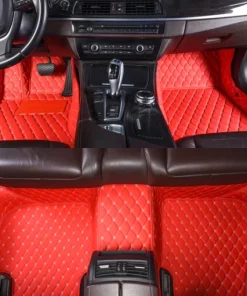 Red Leather Car Mats Set