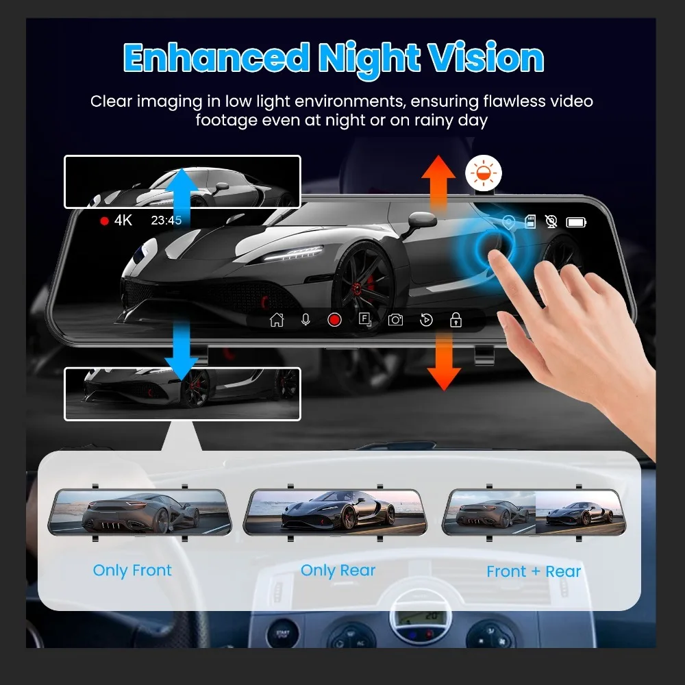 April boy 4K Dash Cam 12 Inch ADAS Car DVR with External GPS Support WDR Night Vision Dash Cam 12 Inch ADAS Car DVR with External GPS Support WDR Night Vision