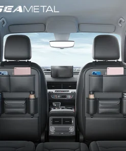 SEAMETAL 6-Pocket Car Seat Back Storage Bag Auto Backseat Organizer for Rear Row Multifunctional Anti Kick Mat Tissue Holder