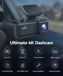 REDTIGER Dash Cam HD 4K Built-in GPS 70FOV Car DVR 5G WIFI APP Control Fatigue Driving Reminder Car Camera with Night Vision