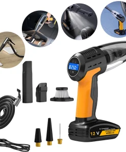 4 in 1 Car Air Pump & Car Vacuum Cleaner Rechargeable Wireless Vacuum Cleaner Electric Tyre Inflator For Car Motorcycle Bicycle