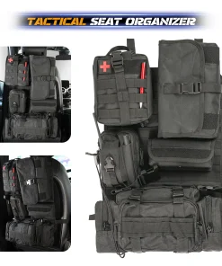 Car Seat Back Molle Organizer Tactical with 5 Molle Pouches Pocket Universal Vehicle Panel Protector Organizer Storage Bag Cover