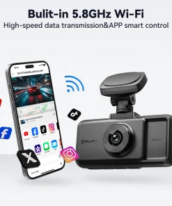 REDTIGER A6 4K Dash Cam Built-in 5.8Ghz WiFi GPS Car DVR Upgrade Night Vision Parking Monitor 3 Cameras Front/Cabin/Rear Cam