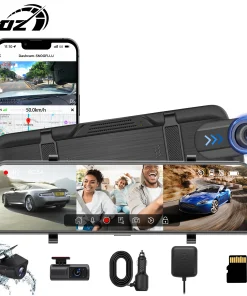 QOZ 10‘’ 3 Cameras 2.5K Mirro car Dash Cam Rearview Mirror Infrared Night vision loop recording Streaming media WIFI dvrcar