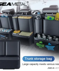SEAMETAL High-Capacity Car Trunk Storage Bag Leatherette Seat Back Organizer Bag Detachable Hanging Universal Car Storage Pocket