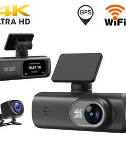 4K Dash Cam Smart Connect Car Recorder Built-In WiFi Dual Lens Front Rear View Camera 24Hour Parking Monitor Support 256GB Max