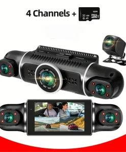 Car camera 3 inch car recorder left and right 4 channels 4 screens, 24 hours for the vehicle to record parking monitoring, multi