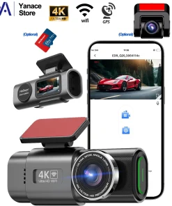 Dual Lens Dash Cam for Cars 4K Car Dvr with 1080P Rear View Cam Video Recorder GPS WIFI Car Camera Night Vision Parking Monitor