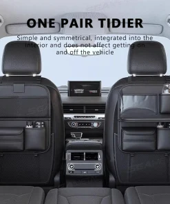 SEAMETAL Car Seat Back Storage Bag Large Capacity Multi-Pocket Backseat Organizer Foldable Dining Table Tablet Tray Hanging Bag
