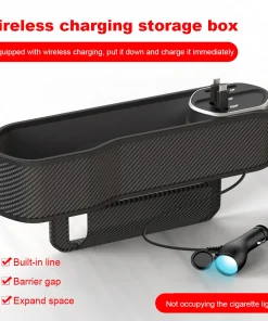 Car Seat Gap Filler Organizer USB Type-C Front Seat Console Side Pocket 10W Car Seat Gap Holder Multifunctional Wireless Charger
