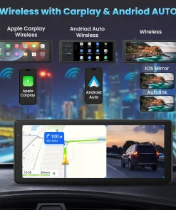 Aprilboy 9 Inch Dash Cam 4K Car DVR Multimedia Wireless Carplay & Android Auto BT AUX for MP5 Player Monitor Screen